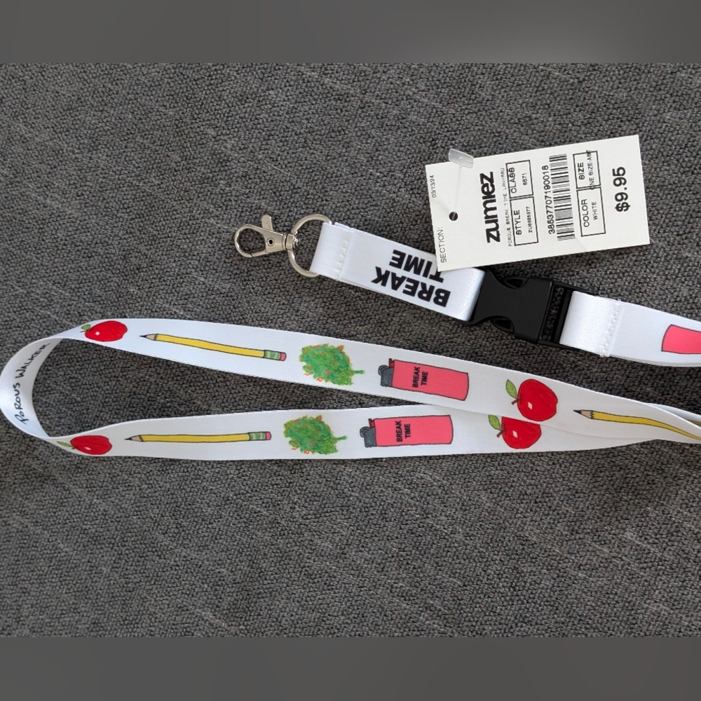 💜Porous Walker Break Time White  Lanyard, Unisex, NWT